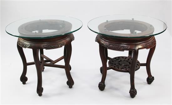 Two circular Chinese rosewood stands or tables, W.2ft 2.75in